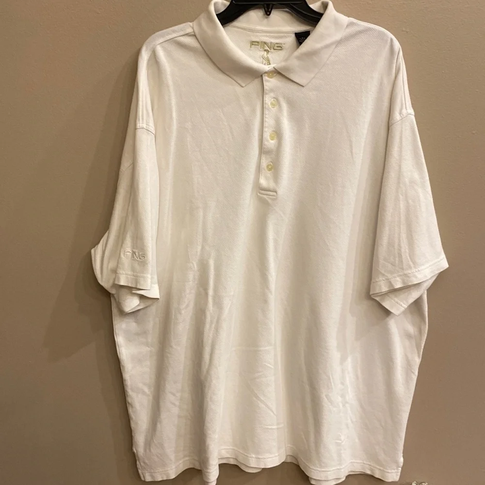 PING Big & Tall 4 button white s/s cotton men’s polo shirt vintage 2X 🌞 - Picture 2 of 13